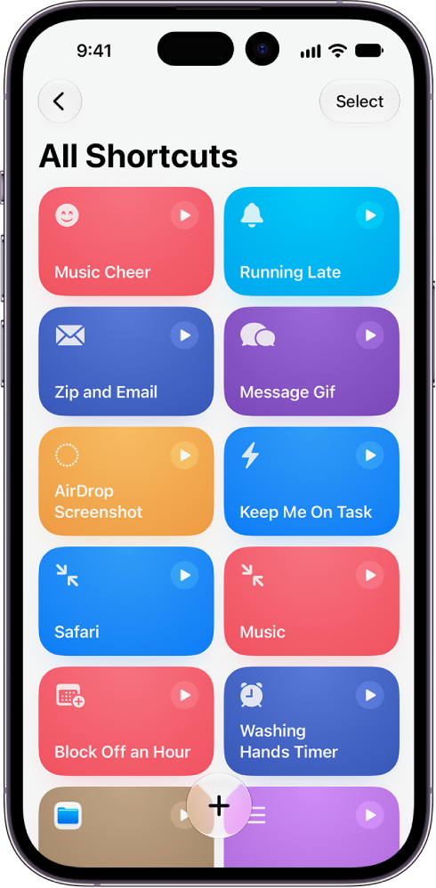 Shortcut icons in All Shortcuts.