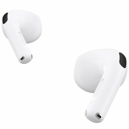 Des AirPods&nbsp;4 sont affichés. L’utilisateur appuie sur l’une des tiges des AirPods.
