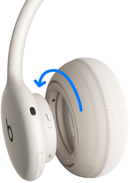 Figure showing how to attach ear cushion by twisting clockwise