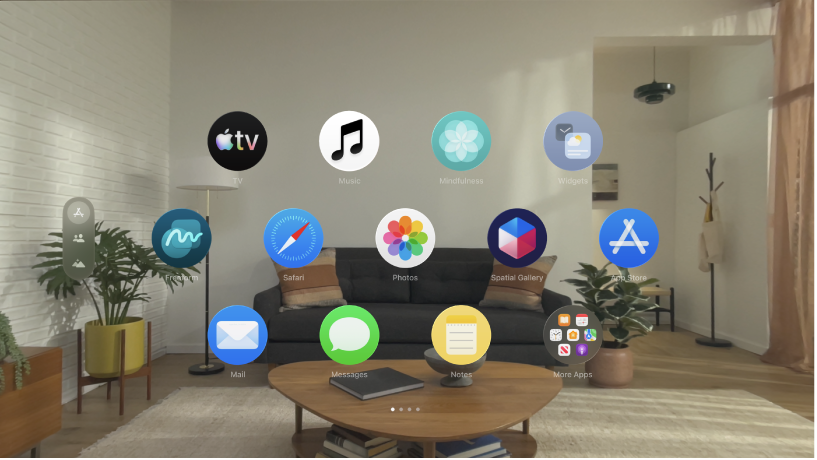 Apps View on Apple&nbsp;Vision&nbsp;Pro, showing the first page of apps.