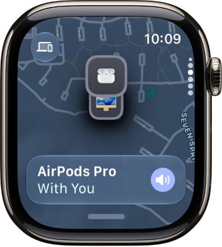A Find My screen showing the location of AirPods Pro on a map.