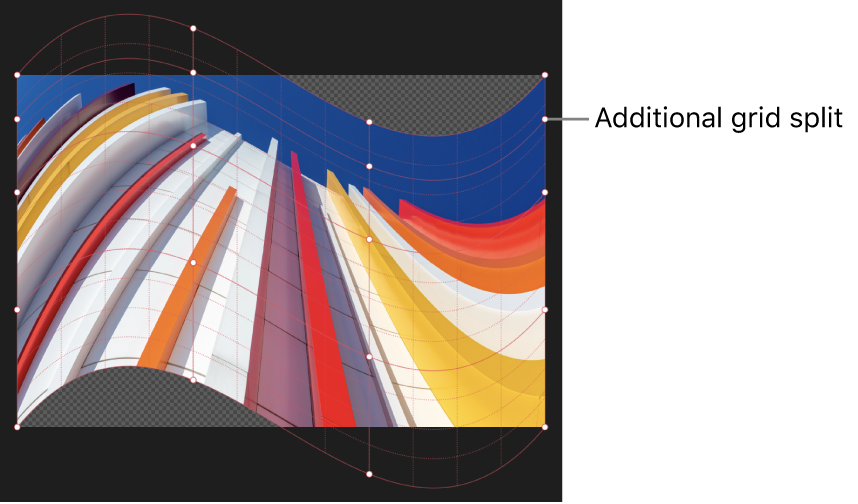 A warped layer with an additional split added to the warp grid.