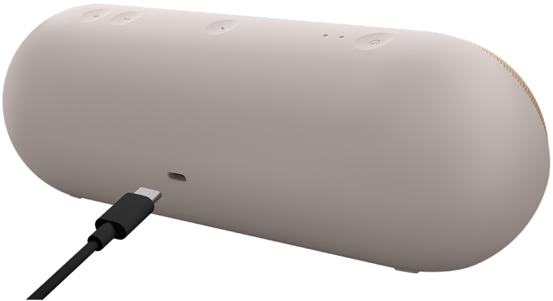 USB-C cable next to the charging port on the back of the Beats&nbsp;Pill speaker.