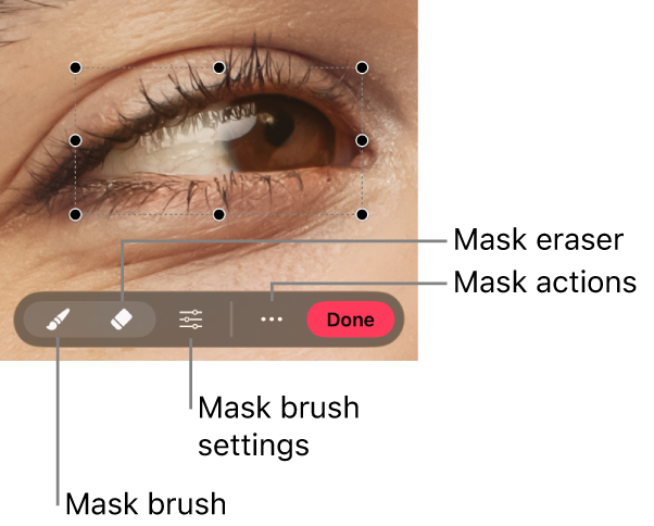 A bitmap mask on a photo with the toolbar visible.
