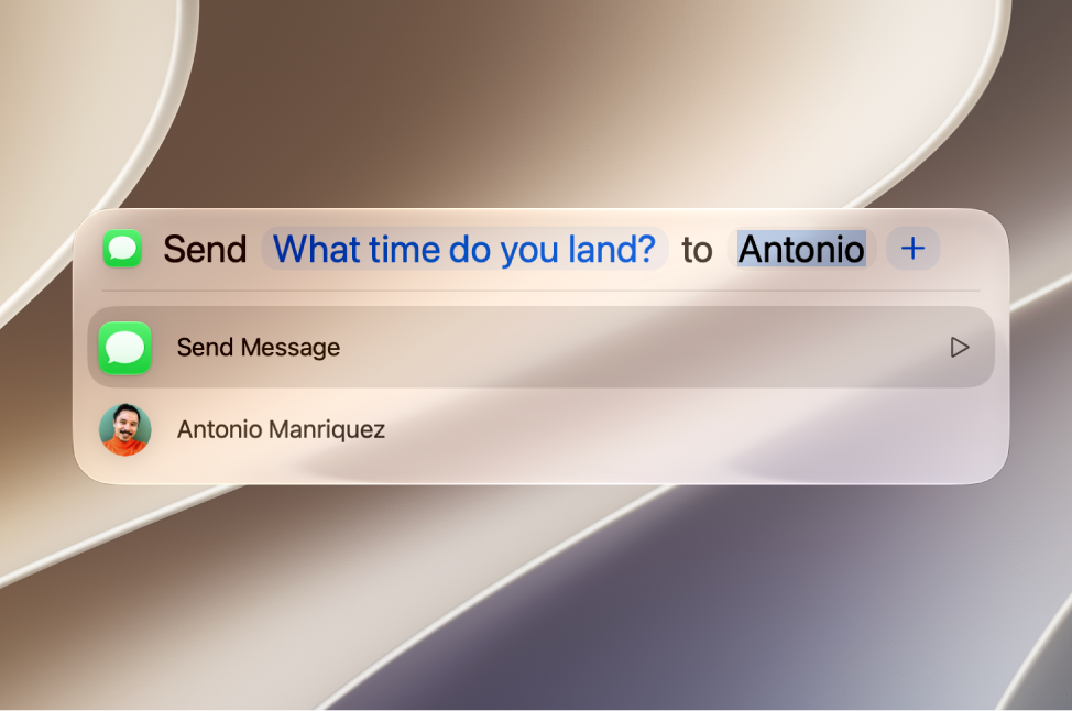 The Spotlight search window showing a selected result with Quick Actions displayed below it.