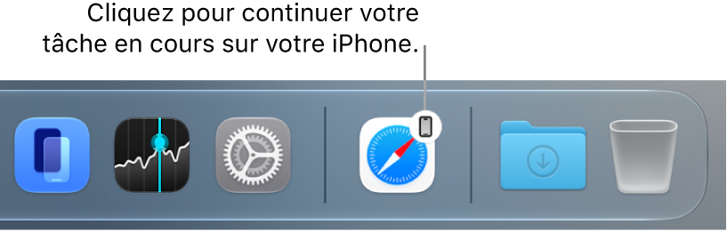 L’icône de Handoff visible dans le Dock d’un Mac.