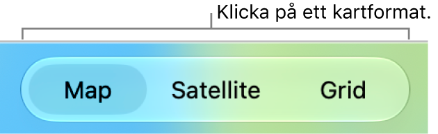 Knapparna Karta, Satellit och Rutnät.
