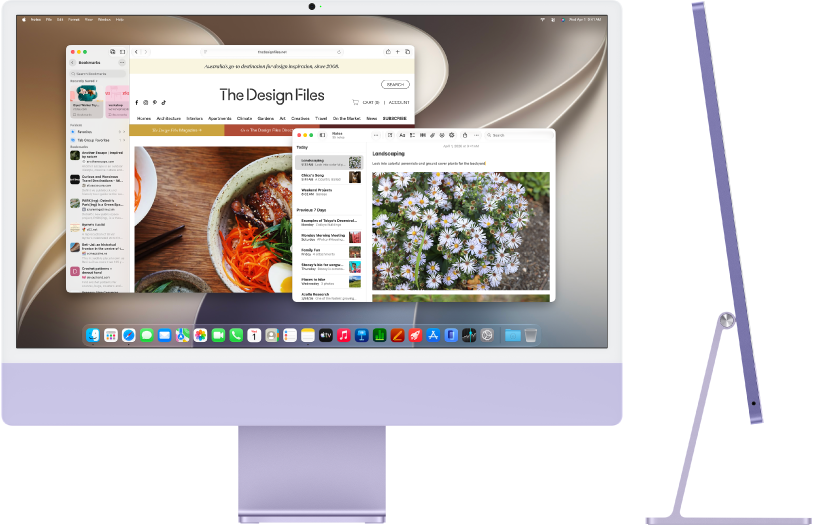 Tampilan depan dan samping iMac 24 inci.