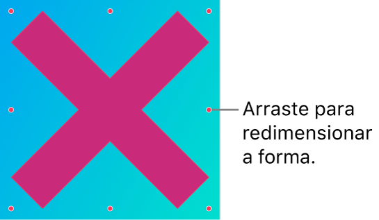 Um gráfico vetorial em forma de X com alças para redimensioná‑lo.