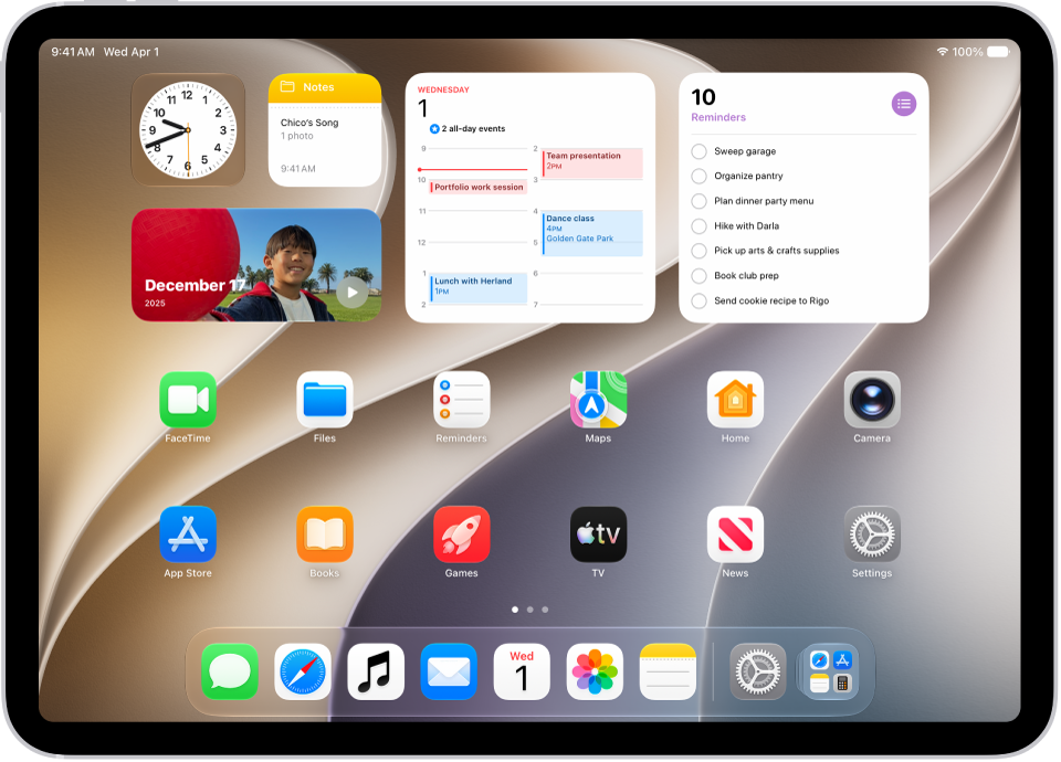 A screenshot showing an example of an iPad Home Screen.