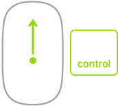 显示如何在按住 Control 键时通过按下并缩放来放大屏幕上项目的鼠标。