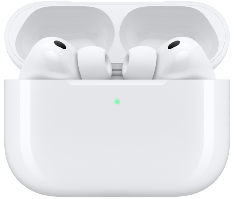 AirPods Pro 3 in their charging case.