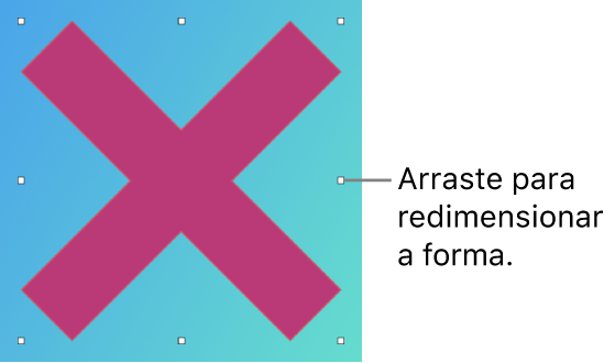 Um gráfico vetorial em forma de X com alças para redimensioná‑lo.