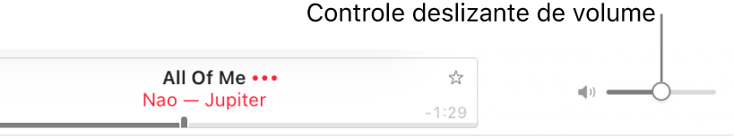 O controle deslizante de volume na parte superior direita do Apple Music.