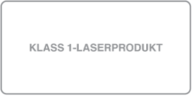 En etikett med texten ”Klass 1-laserprodukt”.