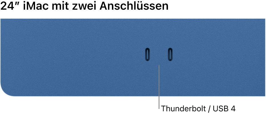 Ein iMac mit zwei Thunderbolt-/USB&nbsp;4-Anschlüssen.