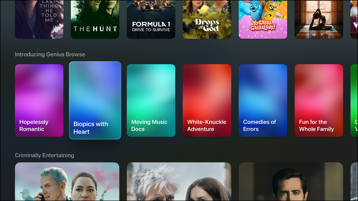 The Apple TV app Genius Browse row.