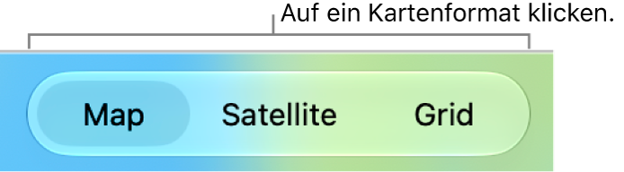 Tasten „Karte“, „Satellit“ und „Gitter“