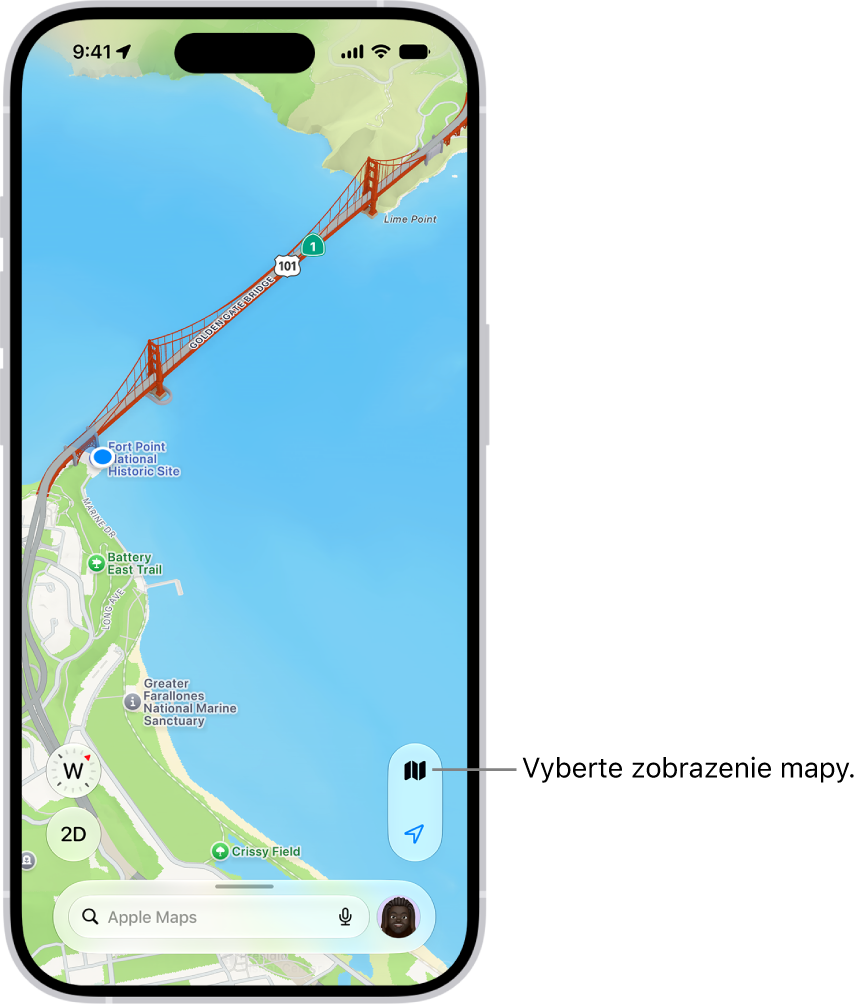 3D mapa s&nbsp;bodmi záujmu.
