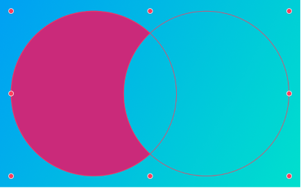 Two circle shapes combined by subtraction.