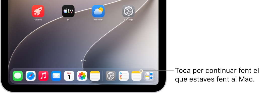 La icona del Handoff al Dock d’un iPad.
