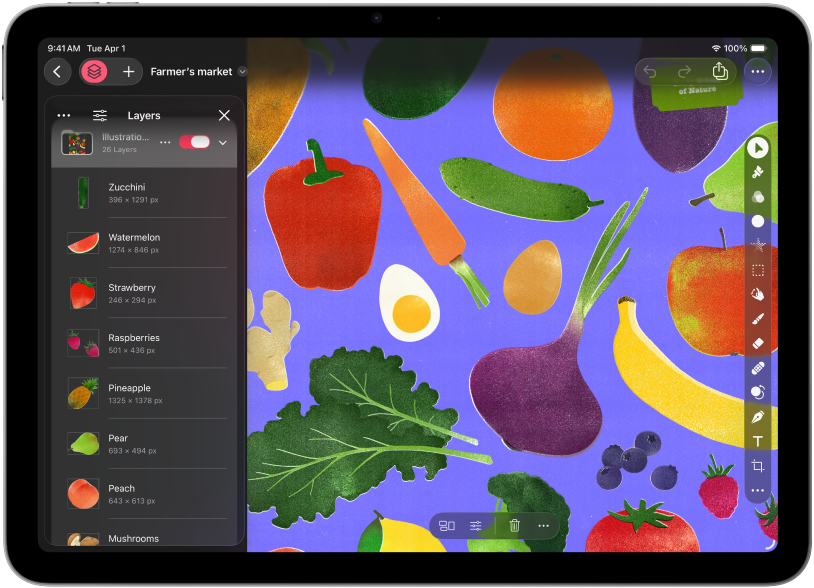 A graphic design in the Paint workspace.
