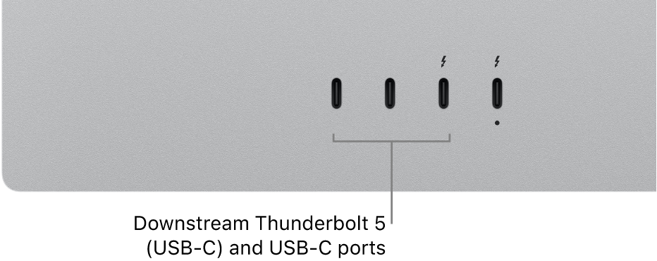 The downstream Thunderbolt and USB-C ports.