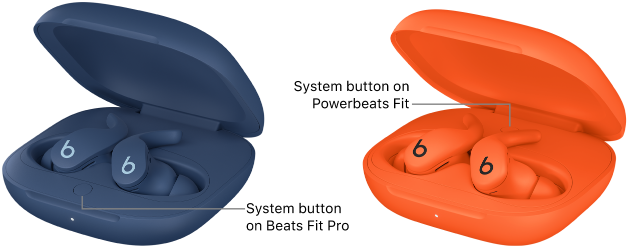 The system button on Beats&nbsp;Fit&nbsp;Pro and Powerbeats&nbsp;Fit, located inside the charging case.