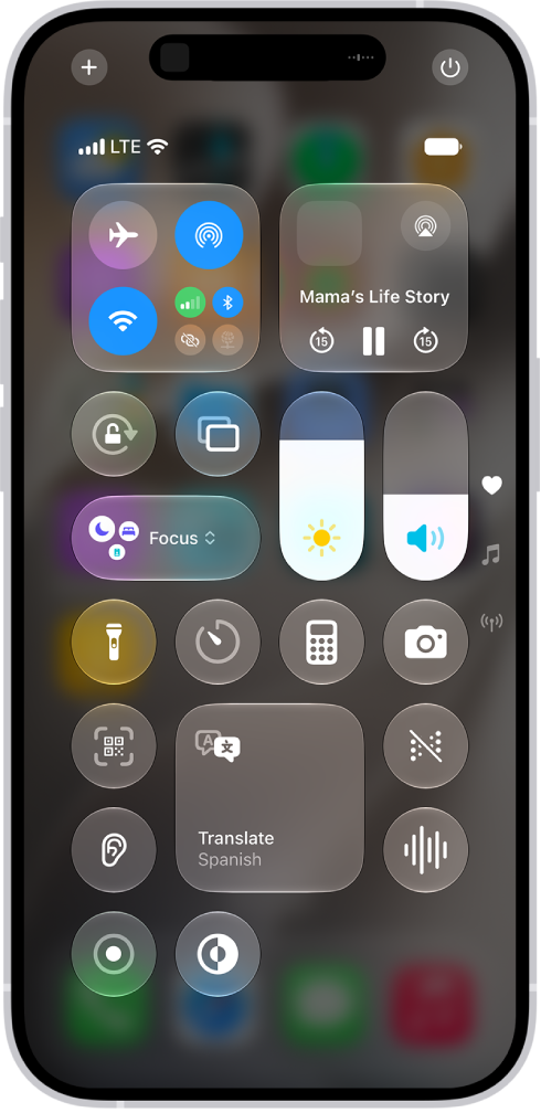 The iPhone Control Center.
