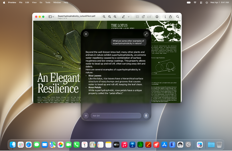 A Mac showing Siri answering a request about how to improve a tennis backhand.