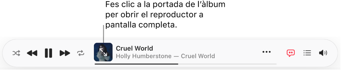 La part inferior de l’Apple Music amb una cançó reproduint‑se.
