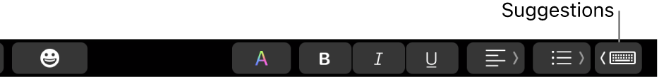 Le bouton «&nbsp;Suggestions de saisie&nbsp;» de la Touch Bar.
