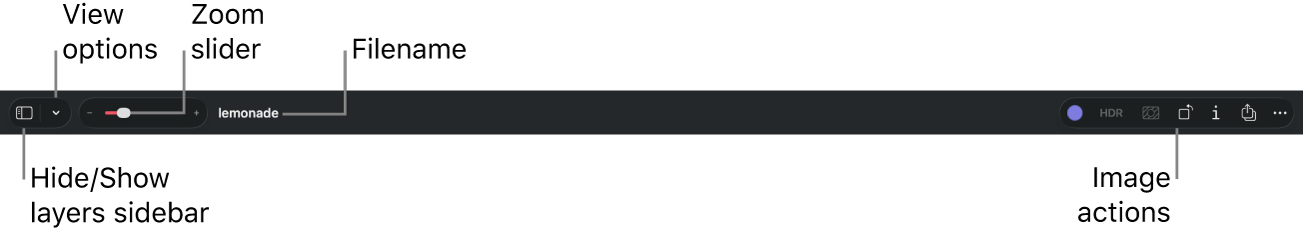 The Pixelmator Pro toolbar at the top of the app window.
