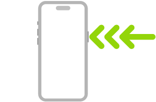 Ілюстрація iPhone із трьома стрілками, які вказують на потрійне натискання бічної кнопки, у верхньому правому куті.