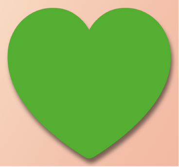 A heart shape with a drop shadow applied to it.