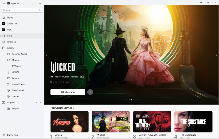 The Apple TV app with Store open.