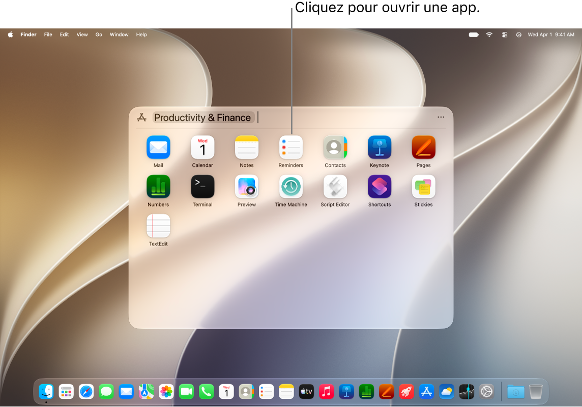 La fenêtre Spotlight permettant de parcourir les apps.