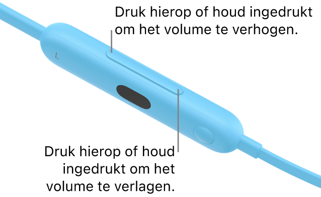 Afbeelding van de linkerbedieningsmodule met de volumeknop op de Beats&nbsp;Flex.