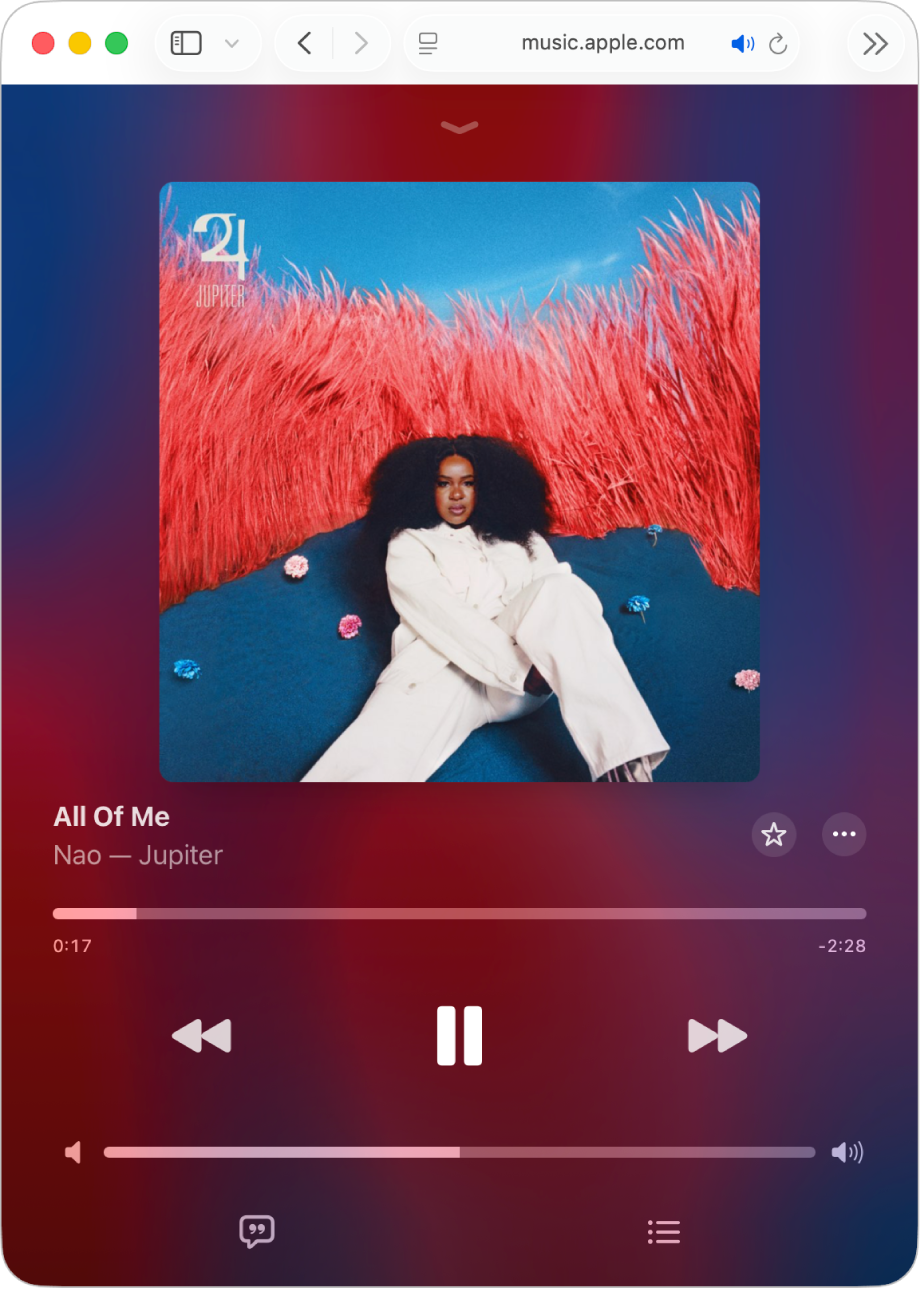 Web上のApple Musicのミニプレーヤー