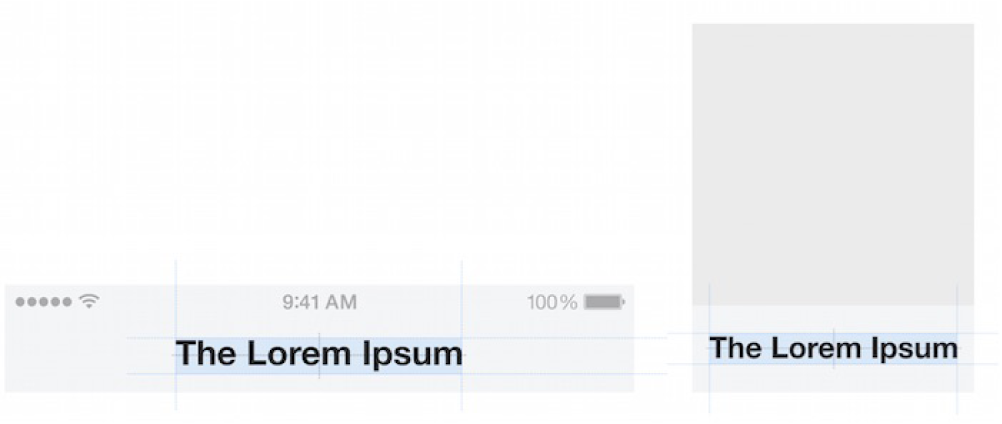Two images showing a logo scaled to fit the recommended width. On the left is a logo called Lorem Ipsum displayed at a correct width at the top of an iPhone screen. On the right, the same logo appears at the bottom of a channel image displayed in the News app.