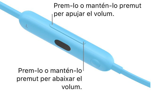 Imatge del mòdul de control esquerre dels Beats&nbsp;Flex que mostra el botó de volum