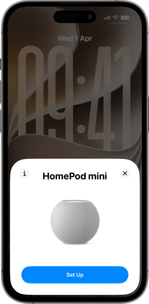 The HomePod setup screen.