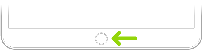 Le bouton principal (Touch&nbsp;ID) en bas de l’iPad.