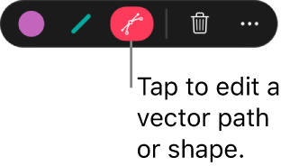The vector path toolbar at the bottom of the canvas.