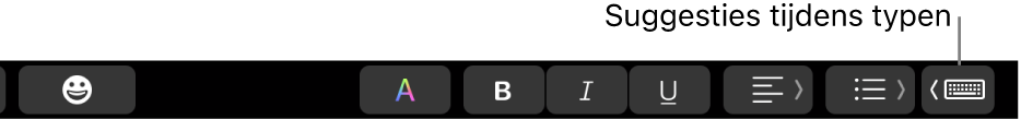 De knop voor suggesties tijdens typen in de Touch&nbsp;Bar.