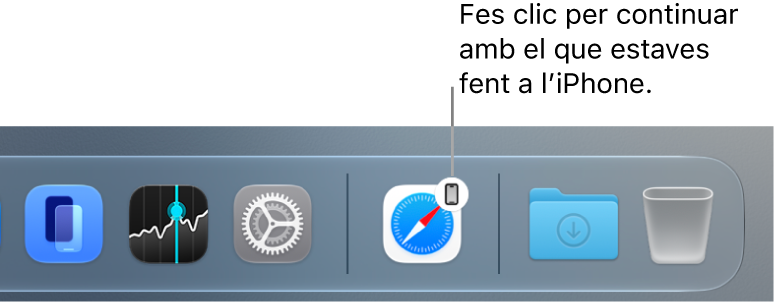 La icona del Handoff al Dock d’un Mac.