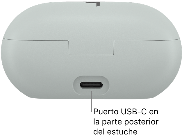 Puerto de carga USB-C en la parte posterior del estuche de carga de los Beats&nbsp;Solo&nbsp;Buds.
