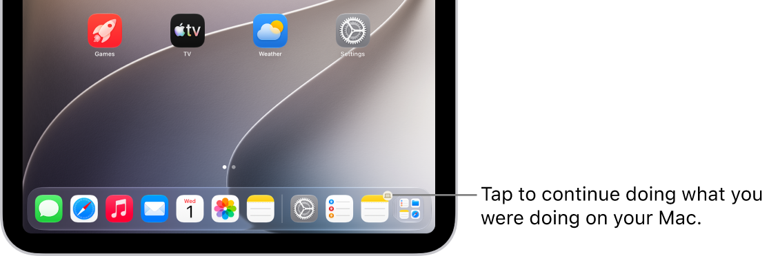 The Handoff icon visible in the Dock on an iPad.