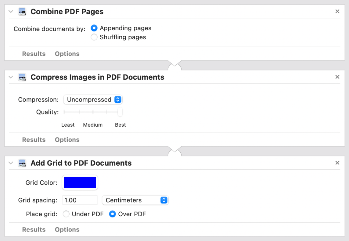 Một luồng công việc Automator.