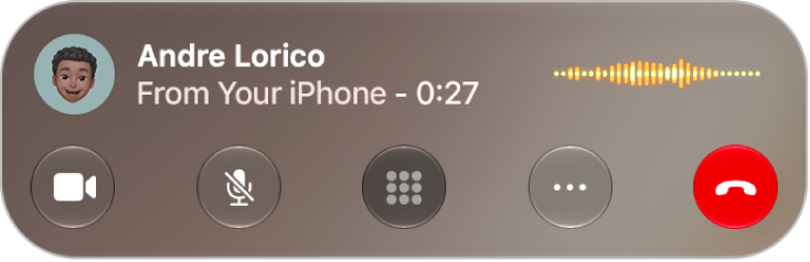 A window of the Phone app showing a current call in progress.